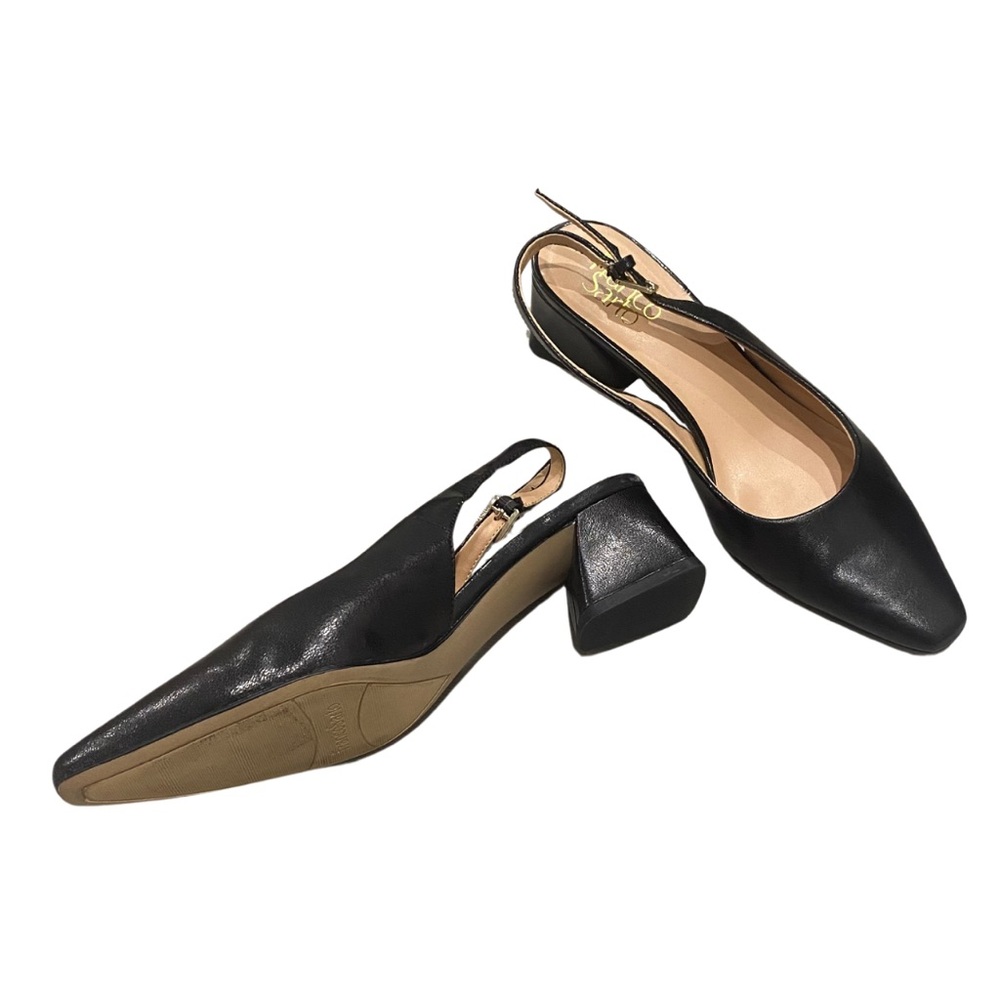 Franco Sarto Jacer Black Slingback Pump Leather Heels 7.5